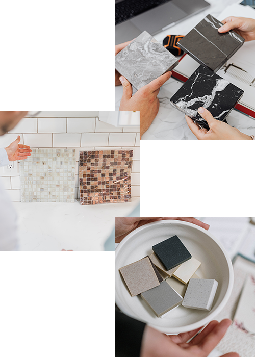 People looking at and selecting tile
